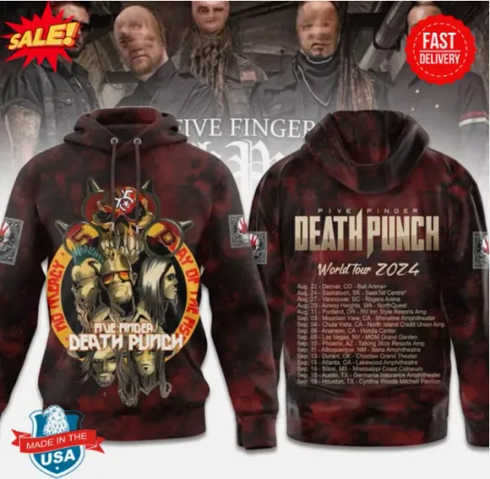 Five Finger Death Punch World Tour 2024 Schedule 3D Hoodie