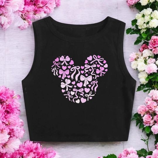 Pink bows of the heart crop top | Disney inspired Crop Top | Disney vacation shirt | Multi colors available