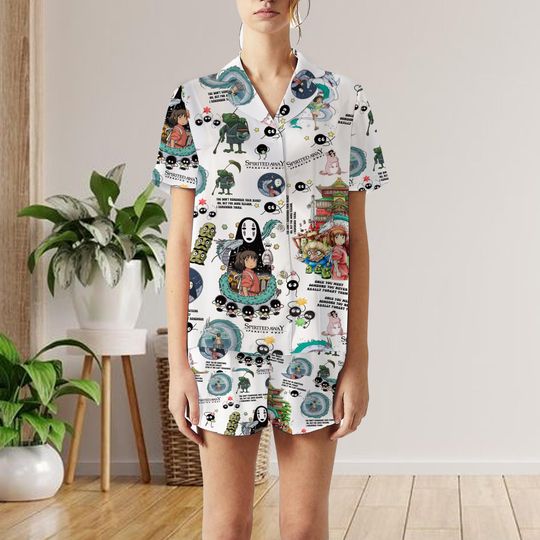 Spirit Ghibli Short Pajamas Set, Howls moving castle Family Pajamas, Family Pajamas Set