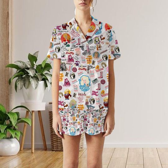 In Dolly We Trust short pajamas set, gift for her, Dolly Parton pajamas, family pajamas set