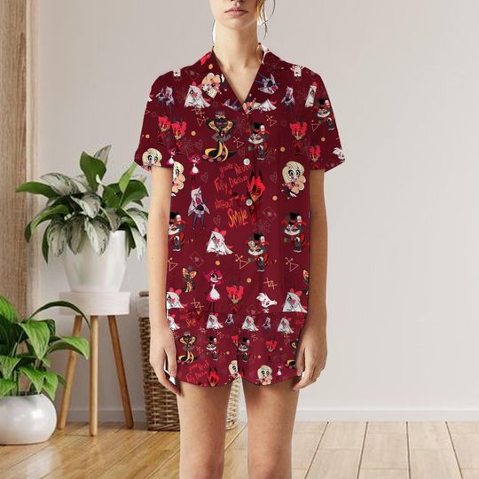 Hazbin Hotel Short Pajamas Set, Hazbin Hotel Personalized Family Pajamas, Family Pajamas Set