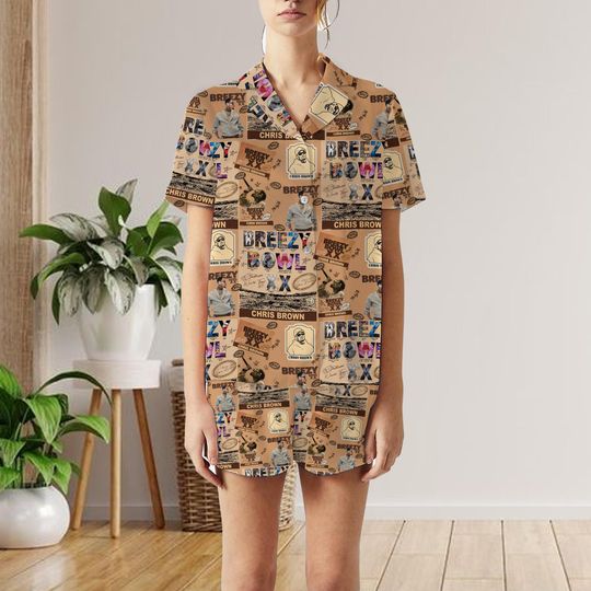 Chris Brown Breezy Bowl XX short pajamas set, Chris Brown Album Shirt, Chris Brown Fan Gift, Chris Brown Pajamas, Tour 2025 Shirt