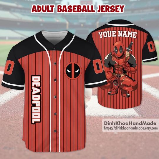 Personalize Deadpool Baseball Jersey, Deadpool Jersey, Superhero Jersey, Custom Kids Youth Adult Baseball Jersey, Birthday Gift Family