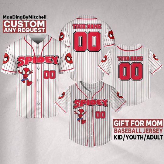 Custom Spidey And His Amazing Friends Cute White Color, Mom and Kids Baseball Jersey, Mothers Day Gift, Custom Jersey, Mom Shirt