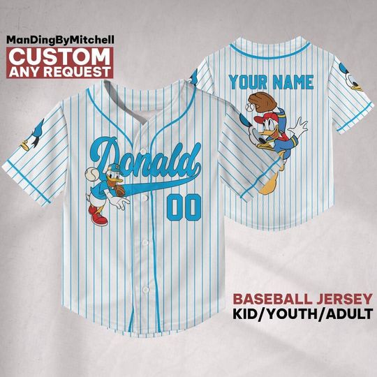 Discover Personalize Disney Donald Duck Baseball, Mickey and Friends Jersey, Birthday Gift For Kid, Magic Kingdom Family Matching Tee