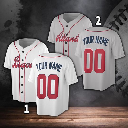 Personalized Atlanta Baseball Jersey, Jersey For Men With Your Team Name, Fan Jersey Gift For Fan Men Women Toddler Kid