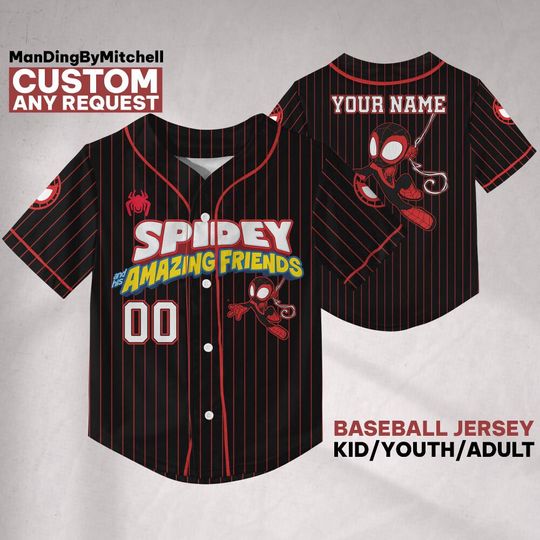 Personalize Spidey And His Amazing Friends Miles Morales Black NDB58, Custom Boy Girl, Name Kids Shirt, Disneyland Family Matching Jersey