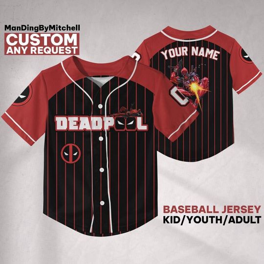 Personalize Deadpool Striped Black Red, Deadpool Fan Shirt, MCU Fan, Disney Superhero, Family Birthday Trip, Marvel Comics