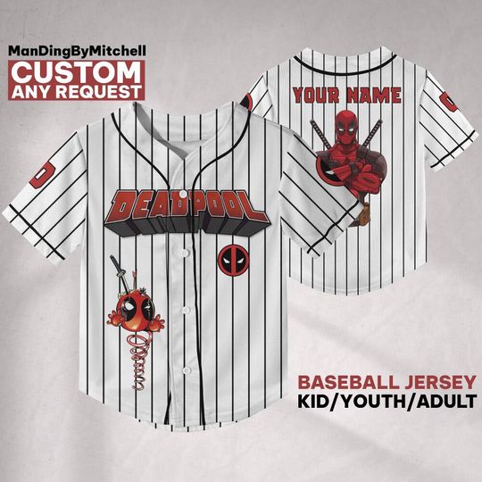 Personalize Deadpool Awesome White With Striped, Deadpool Fan Shirt, MCU Fan, Disney Superhero, Family Birthday Trip, Marvel Comics