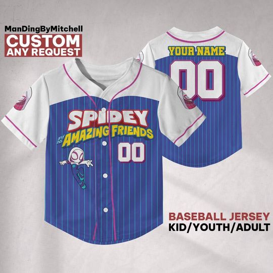 Personalize Spidey And His Amazing Friends Gwen Stacy Baseball Jersey, Disneyland Family Matching Jersey