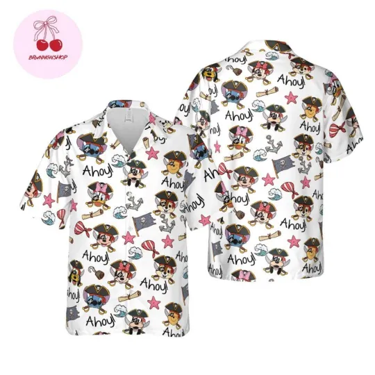 Disney Pirates Hawaiian Shirt, Mickey Mouse, Stitch and Lilo, Finding Nemo Shirt