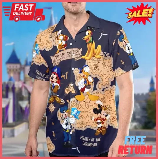 Pirates Of The Caribbean 3D Hawaii Shirt   Father Day Gift   Summer Beach Shirt