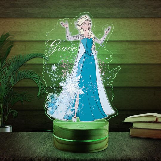 Personalised Elsa Colourful Night Light, Colours Change Remote, Birthday Gift, Christmas Present