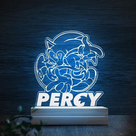 Sonic Hedgehog 3D Style Night Light LED Sign, Video Game Room Decor Gifts, Gamertag Sign