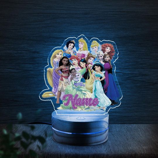 Personalized Minnie Ear Disney Princess Night Light/Custom Name Baby Girl Room Decor/Disney Princess Castle Birthday/Disneyland Lamp