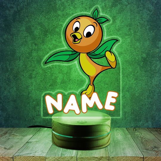 Personalized Cute Orange Bird LED Light, Custom Epcot Flower And Garden Family Home Decor, Orange Bird Night Light