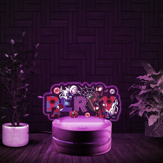 Personalized Disney Spidey and His Amazing Friends Night Light, Superhero Santa Hat Spiderman Birthday Gift