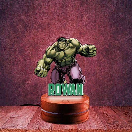 Personalized Hulk Nightlight, Superhero Night Lamp, Hulk Lamp, Hulk Gifts, Kids Night Light Boys Room Decor, Kids Light, Boy's Gifts
