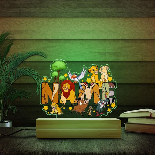 Custom Name Disney Lion King Night Light,Mufasa Simba Timon Pumbaa Birthday Boy,Birthday Girl Family Room Decor, Animal Kingdom Gifts