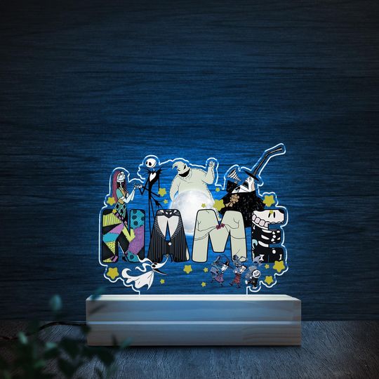 Custom Name Disney The Nightmare Before Christmas Night Light, Jack Sally Oogie Boogie Lock Shock Barrel Room Decor, WDW Disneyland