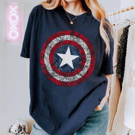 Captain America Avengers Shield Comic Graphic Shirt, Captain America 4 MCU Shirt, MCU shirt, Superhero Avengers Shirt