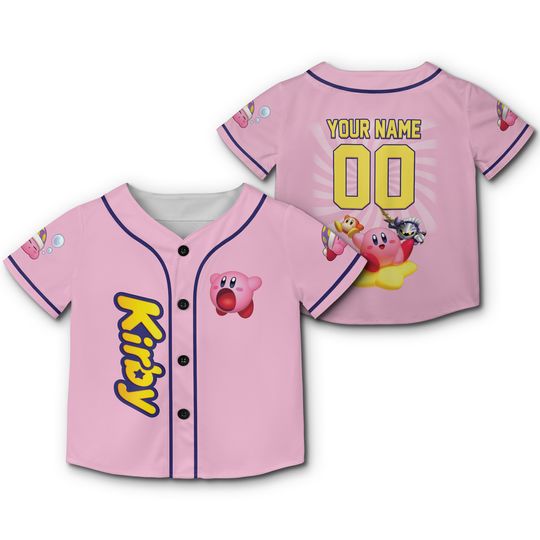 Cute Kirby Jersey, Funny Kirby Jersey Shirt, Kirby Game Baseball Jersey