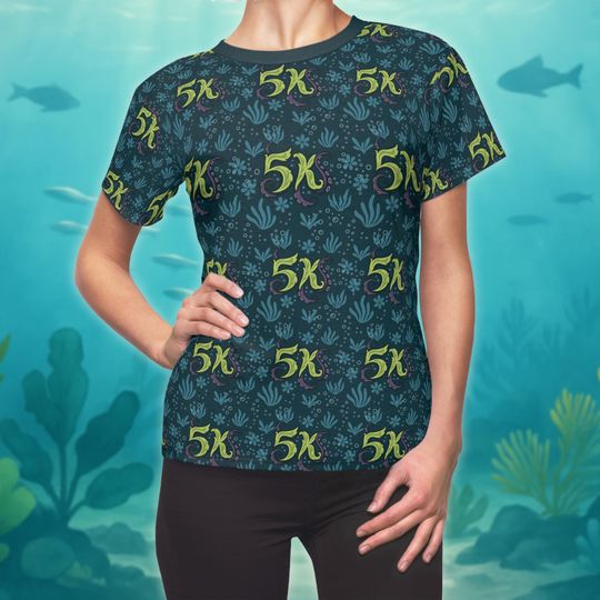 Ursula Inspired Little Mermaid Villain Octopus Themed 5K Race All-Over Print Costume Women's T-Shirt | runDisney Pattern, West Coast 5K Run