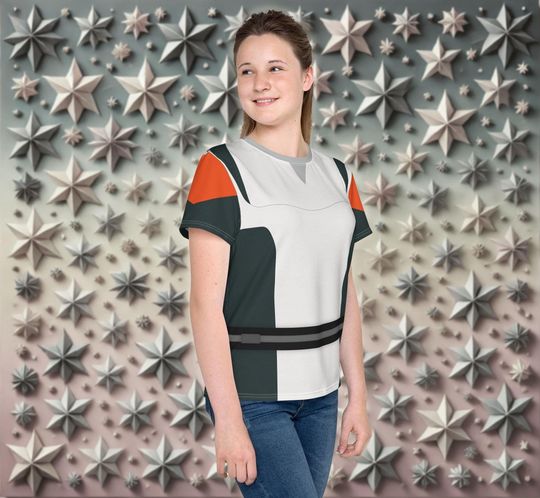 Bad Batch Clone Omega All-Over Print Youth Costume T-Shirt | Star Wars Youth Character Costume Cosplay Bounding Halloween Party Shirt