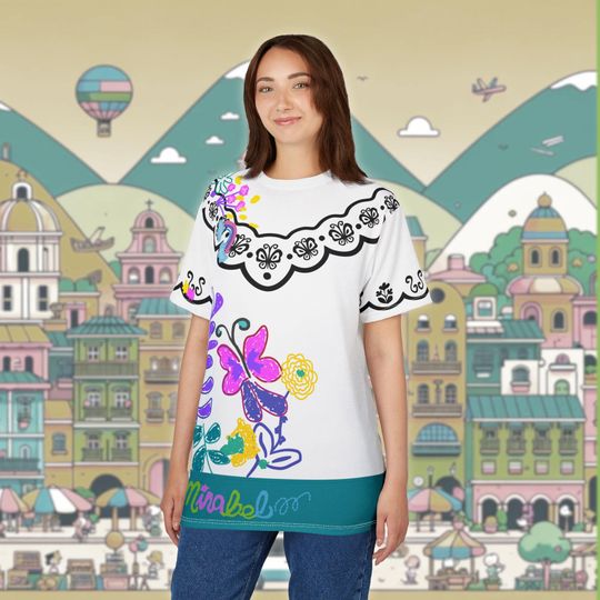 Encanto Inspired Mirabel All-Over Print Costume Lightweight Unisex T-Shirt | Mirabel Theme Park Bounding, Easy Cosplay, Halloween Party Top