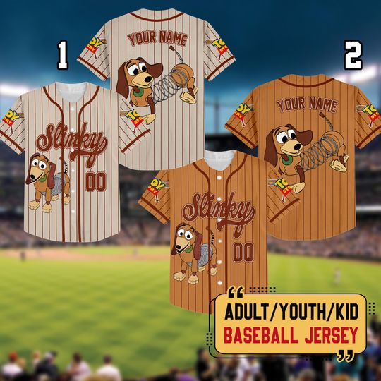 Personalized Slinky Dog Toy Story Baseball Jersey,  Custom Kid Youth Adult Disney Baseball Jersey, Disney Trip 2025, Gift for Disney Fans