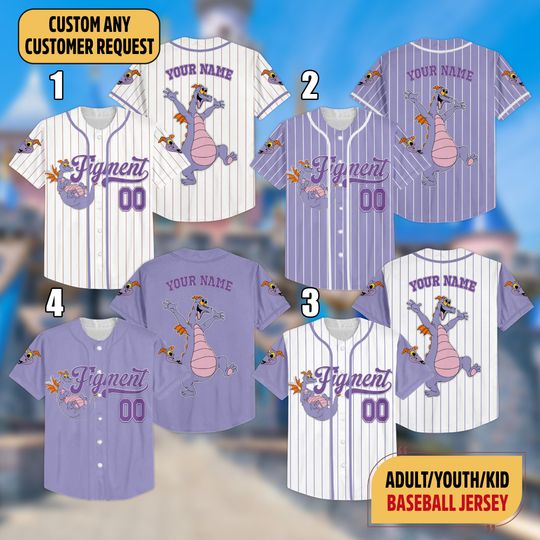 Personalized Disney Figment Little Spark Baseball Jersey, Custom Figment Baseball Team, Figment Magic Kingdom Basketball Jersey