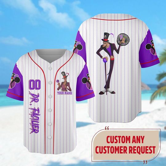 Custom Dr. Facilier Baseball Jersey, Dr Facilier Halloween Shirt, Princess and the Frog Jersey Team, Horror Character Shirt, Halloween Gift