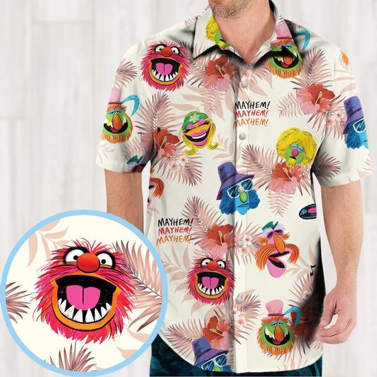 The Muppets Hawaiian Shirt, Animal Muppet Show Button Up Shirt, Dr. Teeth And The Electric Mayhem Shirt, Button Down Shirt
