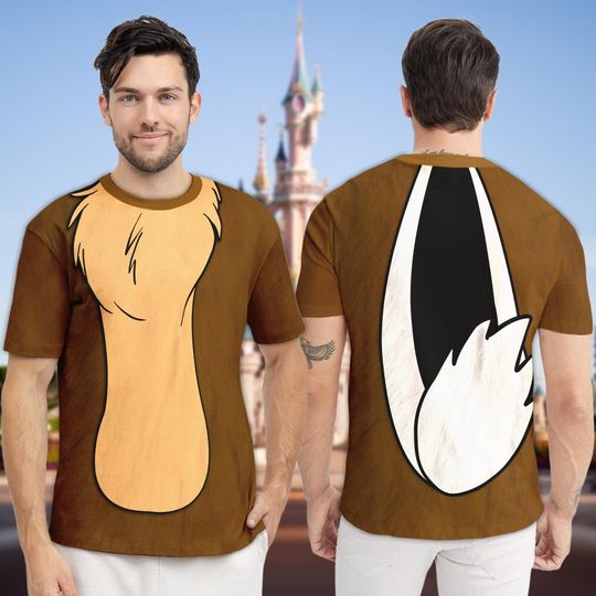 Chip N Dale Costume T-Shirt, Chip Rescue Rangers Character All Over Print Shirt, Chip And Dale Cosplay Costume Tee, Halloween 3D T-Shirt