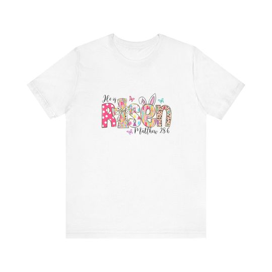 He is Risen Easter Floral Jersey Tee, Personalized Tee, Spring Shirt, Cute Graphic Tee, Gift for Kids, Bible Verse Tee
