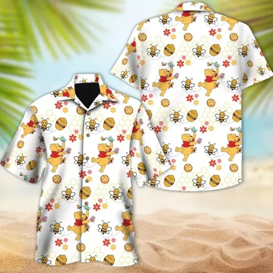 Funny Pooh Bear Dancing Winnie The Pooh Honey Bee Summer Hawaiian Shirt