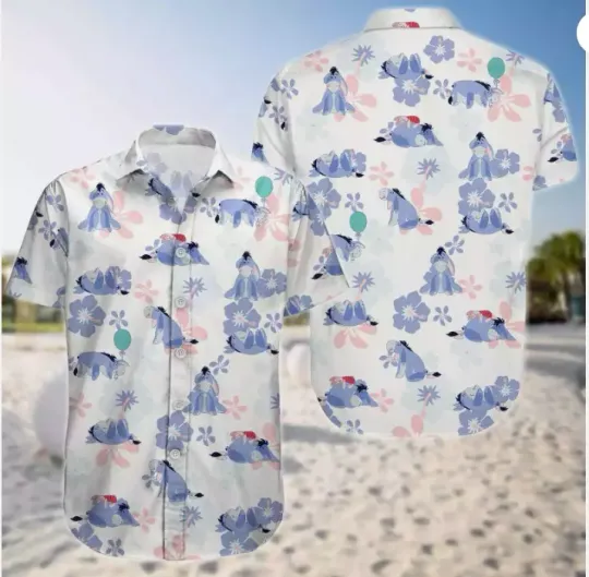 Eeyore Winnie The Pooh Aloha Tropical Flowers Summer Vacation 3D HAWAII SHIRT