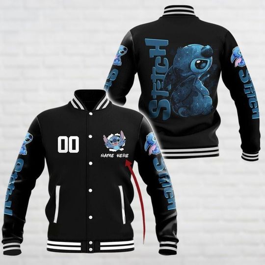 Custom Stitch Baseball Jacket, Lilo And Stitch Mens Jacket, Personalized Jacket, Disney Baseball Jacket, Streetwear Jacket