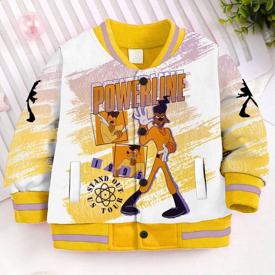 Powerline Max Goofy Stand Out Kids and Youth Baseball Jacket, Aldult Unisex Varsity Baseball Jacket