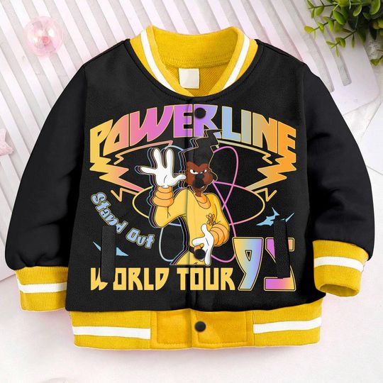 Powerline Stand Out World Tour Kids and Youth Baseball Jacket, Aldult Unisex Varsity Baseball Jacket