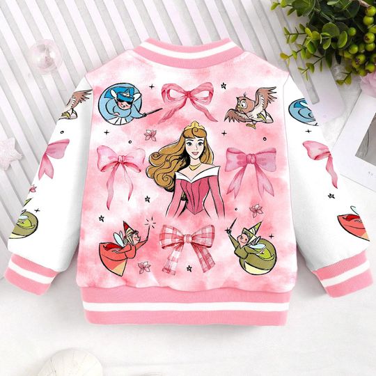 Aurora Fairy God Mother Locket Coquette Bow Kids and Youth Baseball Jacket, Aldult Unisex Varsity Baseball Jacket