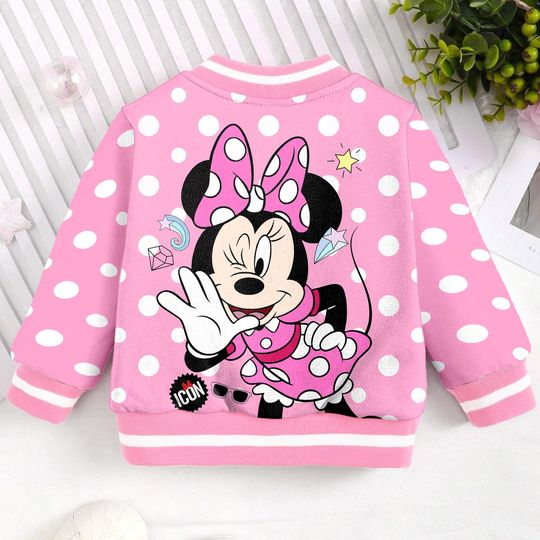 Minnie Spring Flower Garden Kids and Youth Baseball Jacket, Aldult Unisex Varsity Baseball Jacket