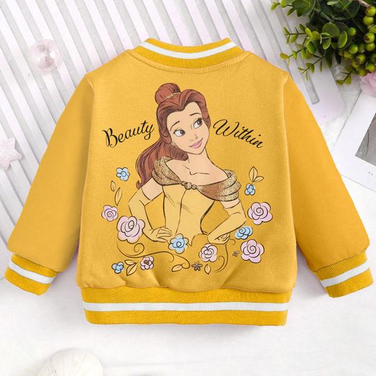 Beauty Within Belle Princess Kids and Youth Baseball Jacket, Aldult Unisex Varsity Baseball Jacket