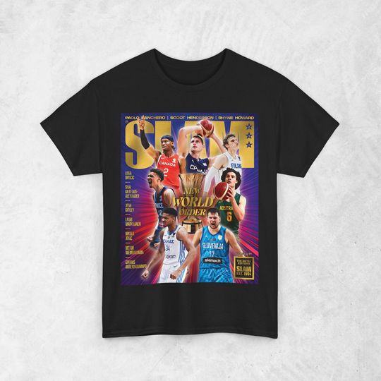 Jokic Giannis Luka SGA Wemby Markkanen Giddey Shirt, FIBA NBA Slam Cover T-Shirt, Unisex Sports Tee, Vintage Retro Basketball Streetwear