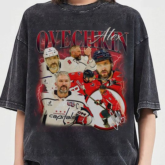 Alex Ovechkin Shirt Vintage 90s Washington Capitals NHL Hockey Design Retro Bootleg Gift Classic Graphic Tee Unisex T-Shirt