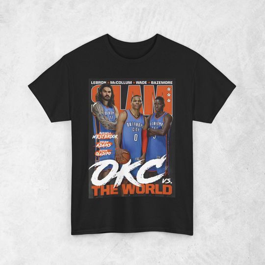Russell Westbrook Shirt, Adams, Oladipo, Oklahoma City Thunder OKC NBA Slam Cover T-Shirt, Unisex Sports Tee, Vintage Basketball Streetwear