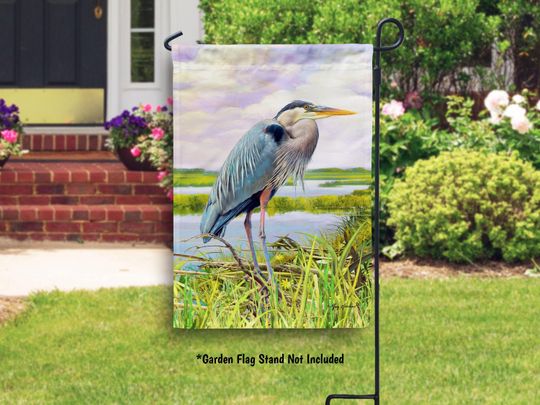 Great Blue Heron Summer Garden Flag