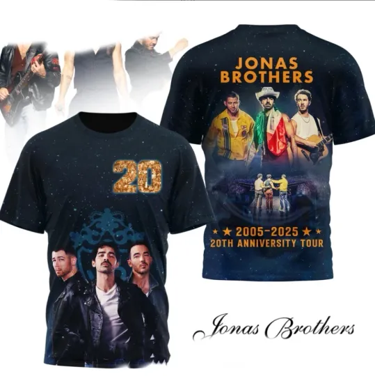 Jonas Brothers 2005-2025 20th Anniversary Tour AOP 3D T-shirt