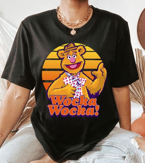 Disney The Muppets Fozzie Bear Wocka Wocka Portrait Characters T-Shirt, Disneyland WDW Family Matching Tee Trip, Disney Epcot Tee