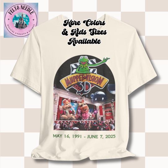 Distressed Muppet Vision 3D Tee Shirt, Unisex T Shirt, Beans Miss Piggy, Thank You for 34 Years, Save Muppet Vision, Kermit Tee, Funny Tee,